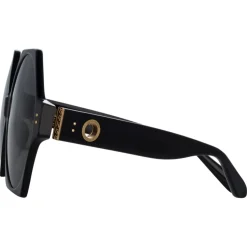 Linda Farrow - Bora Hexagon Sunglasses in Black - LFL1260C1SUN - Linda Farrow Eyewear - Avvenice