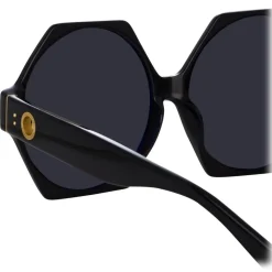 Linda Farrow - Bora Hexagon Sunglasses in Black - LFL1260C1SUN - Linda Farrow Eyewear - Avvenice