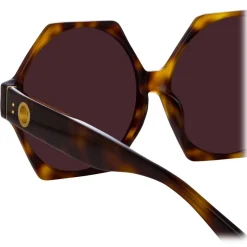 Linda Farrow - Bora Hexagon Sunglasses in Tortoiseshell - LFL1260C2SUN - Linda Farrow Eyewear - Avvenice