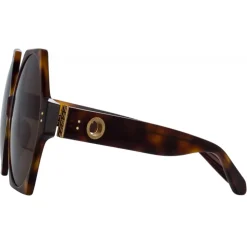 Linda Farrow - Bora Hexagon Sunglasses in Tortoiseshell - LFL1260C2SUN - Linda Farrow Eyewear - Avvenice