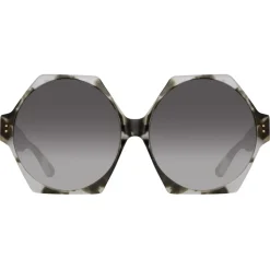 Linda Farrow - Bora Hexagon Sunglasses in Black Grey Tortoiseshell - LFL1260C6SUN - Linda Farrow Eyewear - Avvenice