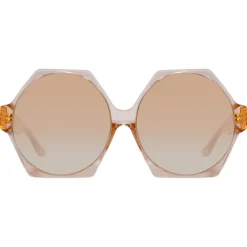 Linda Farrow - Bora Hexagon Sunglasses in Peach - LFL1260C3SUN - Linda Farrow Eyewear - Avvenice