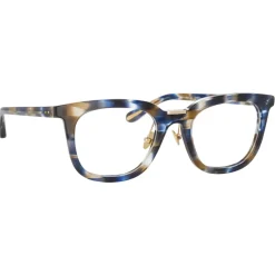 Linda Farrow - Burton Optical D-Frame in Blue Tortoiseshell - LFL1102C10OPT - Linda Farrow Eyewear - Avvenice