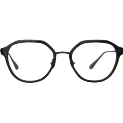 Linda Farrow - Cacao Angular Optical Frames in Black and Nickel - LFL1273C6OPT - Linda Farrow Eyewear - Avvenice
