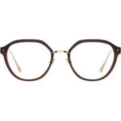 Linda Farrow - Cacao Angular Optical Glasses in Brown - LFL1273C4OPT - Linda Farrow Eyewear - Avvenice