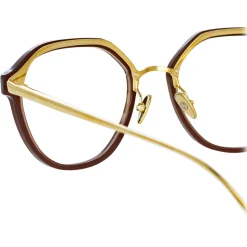 Linda Farrow - Cacao Angular Optical Glasses in Brown - LFL1273C4OPT - Linda Farrow Eyewear - Avvenice