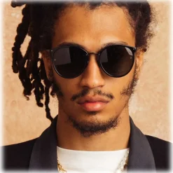 Linda Farrow - Calthorpe Oval Sunglasses in Black Matt Nickel (Men’s) - LFL251C79SUN - Linda Farrow Eyewear - Avvenice