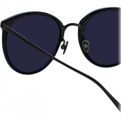 Linda Farrow - Calthorpe Oval Sunglasses in Black Matt Nickel - LFL251C79SUN - Linda Farrow Eyewear - Avvenice