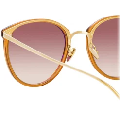 Linda Farrow - Calthorpe Oval Sunglasses in Brown - LFLC251C75SUN - Linda Farrow Eyewear - Avvenice