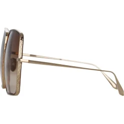 Linda Farrow - Camaro Oversized Sunglasses in Light Gold - LFL1349C2SUN - Linda Farrow Eyewear - Avvenice