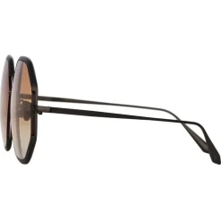 Linda Farrow - Camila Hexagon Sunglasses in Nickel Camel - LFL1208C6SUN - Linda Farrow Eyewear - Avvenice