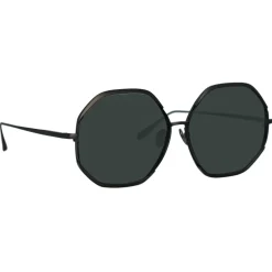 Linda Farrow - Camila Hexagon Sunglasses in Nickel - LFL1208C5SUN - Linda Farrow Eyewear - Avvenice