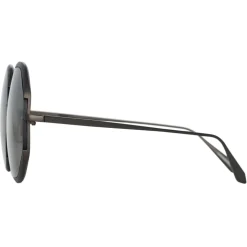 Linda Farrow - Camila Hexagon Sunglasses in Nickel - LFL1208C5SUN - Linda Farrow Eyewear - Avvenice