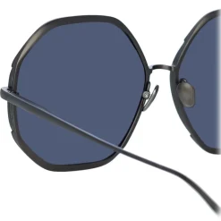 Linda Farrow - Camila Hexagon Sunglasses in Nickel - LFL1208C5SUN - Linda Farrow Eyewear - Avvenice