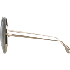 Linda Farrow - Camila Oversized Sunglasses in Light Gold - LFL1208C2SUN - Linda Farrow Eyewear - Avvenice