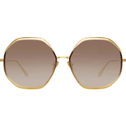 Linda Farrow - Camila Oversized Sunglasses in Yellow Gold - LFL1208C1SUN - Linda Farrow Eyewear - Avvenice