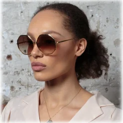 Linda Farrow - Camila Oversized Sunglasses in Yellow Gold - LFL1208C1SUN - Linda Farrow Eyewear - Avvenice