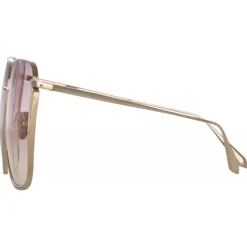 Linda Farrow - Camry Oversized Sunglasses in Light Gold and Lilac - LFL1347C4SUN - Linda Farrow Eyewear - Avvenice