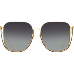 Linda Farrow - Camry Oversized Sunglasses in Yellow Gold - LFL1347C1SUN - Linda Farrow Eyewear - Avvenice