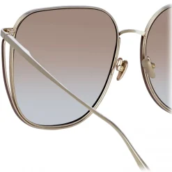 Linda Farrow - Camry Oversized Sunglasses in Light Gold - LFL1347C3SUN - Linda Farrow Eyewear - Avvenice