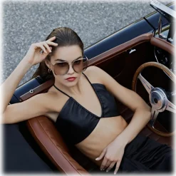 Linda Farrow - Camry Oversized Sunglasses in Light Gold - LFL1347C3SUN - Linda Farrow Eyewear - Avvenice