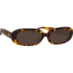 Linda Farrow - Cara Oval Sunglasses in Tortoiseshell - LFL1252C2SUN - Linda Farrow Eyewear - Avvenice