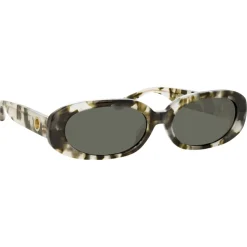 Linda Farrow - Cara Oval Sunglasses in Black Grey Tortoiseshell - LFL1252C6SUN - Linda Farrow Eyewear - Avvenice