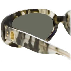 Linda Farrow - Cara Oval Sunglasses in Black Grey Tortoiseshell - LFL1252C6SUN - Linda Farrow Eyewear - Avvenice
