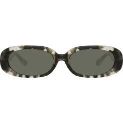 Linda Farrow - Cara Oval Sunglasses in Black Grey Tortoiseshell - LFL1252C6SUN - Linda Farrow Eyewear - Avvenice