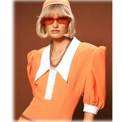 Linda Farrow - Cara Oval Sunglasses in Terracotta - LFL1252C13SUN - Linda Farrow Eyewear - Avvenice