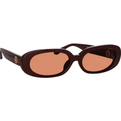 Linda Farrow - Cara Oval Sunglasses in Brown - LFL1252C11SUN - Linda Farrow Eyewear - Avvenice