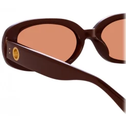 Linda Farrow - Cara Oval Sunglasses in Brown - LFL1252C11SUN - Linda Farrow Eyewear - Avvenice