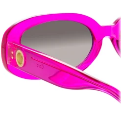 Linda Farrow - Cara Oval Sunglasses in Fuchsia - LFL1252C7SUN - Linda Farrow Eyewear - Avvenice