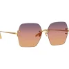 Linda Farrow - Carina Oversized Sunglasses in Yellow Gold - LFL1395C1SUN - Linda Farrow Eyewear - Avvenice