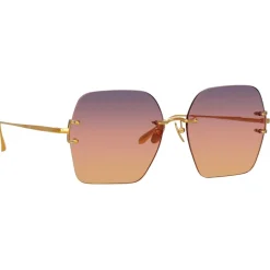 Linda Farrow - Carina Oversized Sunglasses in Yellow Gold - LFL1395C1SUN - Linda Farrow Eyewear - Avvenice