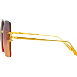 Linda Farrow - Carina Oversized Sunglasses in Yellow Gold - LFL1395C1SUN - Linda Farrow Eyewear - Avvenice