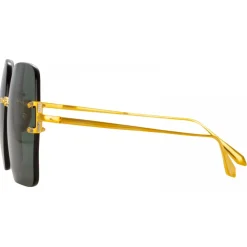 Linda Farrow - Carina Oversized Sunglasses in Light Gold Green - LFL1395C2SUN - Linda Farrow Eyewear - Avvenice