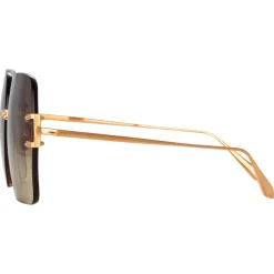 Linda Farrow - Carina Oversized Sunglasses in Rose Gold Mocha - LFL1395C3SUN - Linda Farrow Eyewear - Avvenice