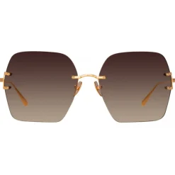 Linda Farrow - Carina Oversized Sunglasses in Rose Gold Mocha - LFL1395C3SUN - Linda Farrow Eyewear - Avvenice