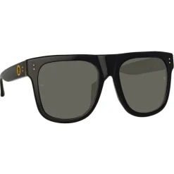 Linda Farrow - Carolina Flat Top Sunglasses in Black - LFL1250C1SUN - Linda Farrow Eyewear - Avvenice