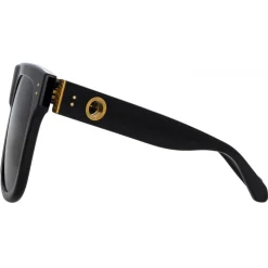 Linda Farrow - Carolina Flat Top Sunglasses in Black - LFL1250C1SUN - Linda Farrow Eyewear - Avvenice
