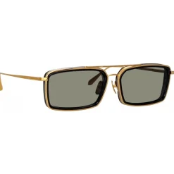 Linda Farrow - Cassia Rectangular Sunglasses in Yellow Gold Grey - LFL1392C1SUN - Linda Farrow Eyewear - Avvenice
