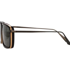 Linda Farrow - Cassia Rectangular Sunglasses in Nickel - LFL1392C3SUN - Linda Farrow Eyewear - Avvenice