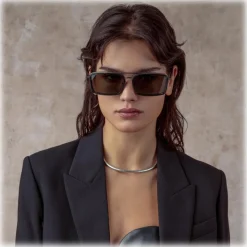 Linda Farrow - Cassia Rectangular Sunglasses in Nickel - LFL1392C3SUN - Linda Farrow Eyewear - Avvenice