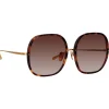 Linda Farrow - Celia Oversized Sunglasses in Tortoiseshell Yellow Gold - LFL1405C2SUN - Linda Farrow Eyewear - Avvenice