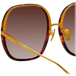 Linda Farrow - Celia Oversized Sunglasses in Tortoiseshell Yellow Gold - LFL1405C2SUN - Linda Farrow Eyewear - Avvenice