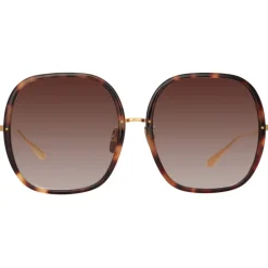 Linda Farrow - Celia Oversized Sunglasses in Tortoiseshell Yellow Gold - LFL1405C2SUN - Linda Farrow Eyewear - Avvenice