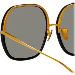 Linda Farrow - Celia Oversized Sunglasses in Yellow Gold Black - LFL1405C1SUN - Linda Farrow Eyewear - Avvenice