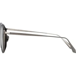 Linda Farrow - Cesar Angular Optical Glasses in White Gold Black - LFL1225C2OPT - Linda Farrow Eyewear - Avvenice