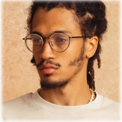 Linda Farrow - Cesar Angular Optical Glasses in Nickel (Men’s) - LFL1225C6OPT - Linda Farrow Eyewear - Avvenice